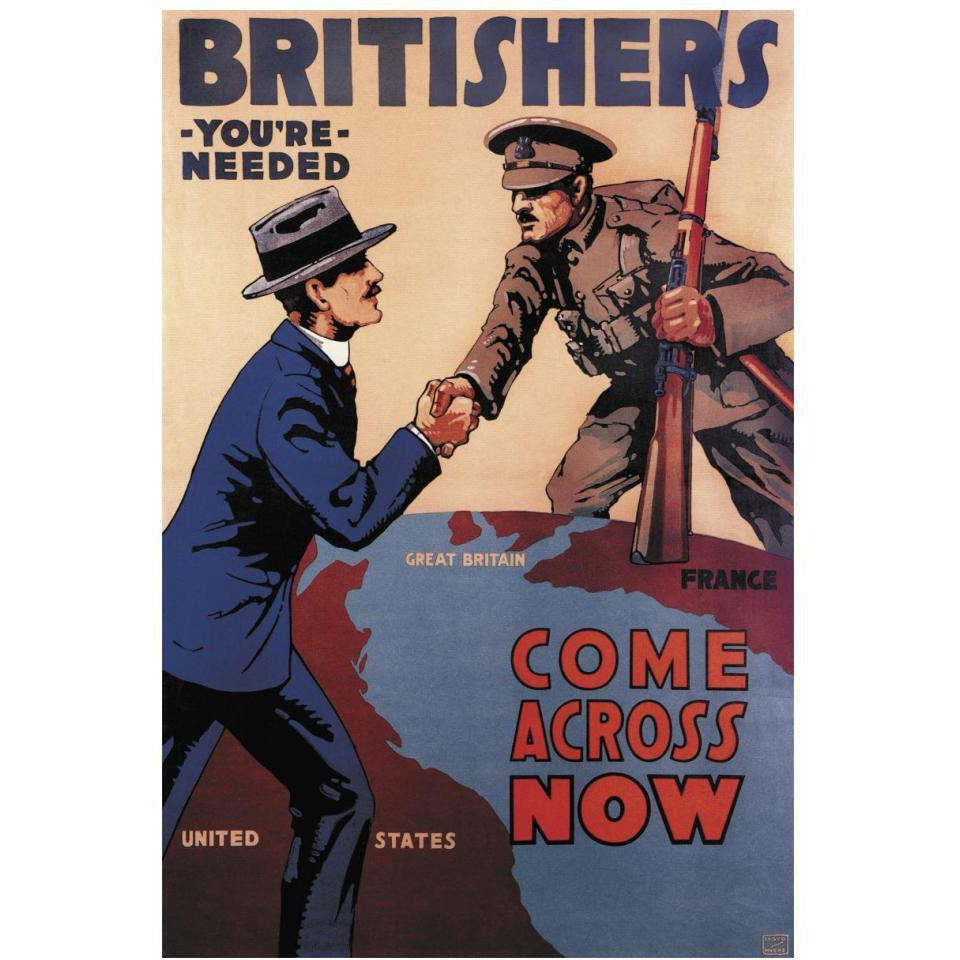 WWI Britishers You're Needed Come Across Now-Paper Art-14&quotx20"