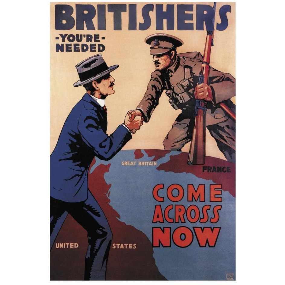 WWI Britishers You're Needed Come Across Now-Paper Art-18&quotx26"
