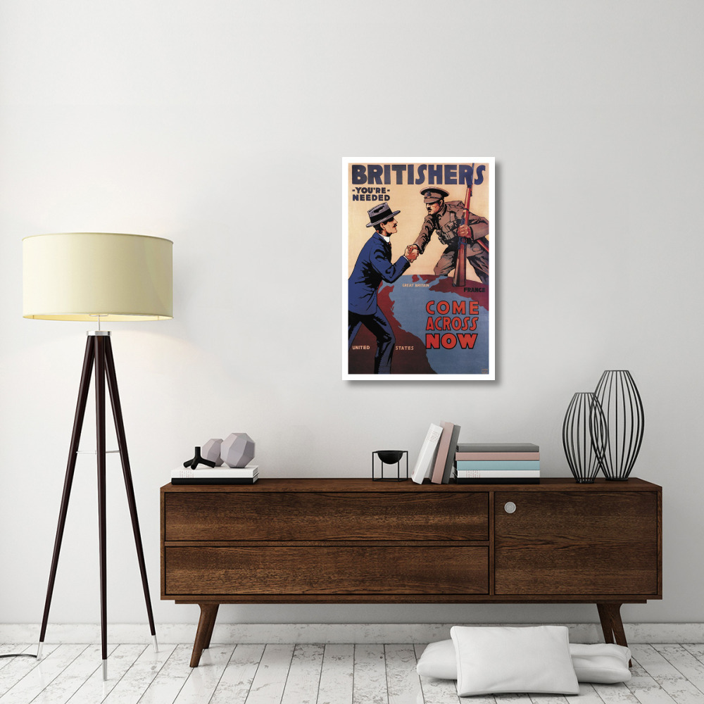 WWI Britishers You're Needed Come Across Now-Paper Art-26&quotx38"