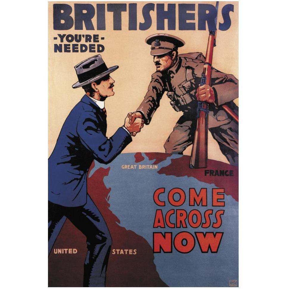 WWI Britishers You're Needed Come Across Now-Paper Art-34&quotx50"