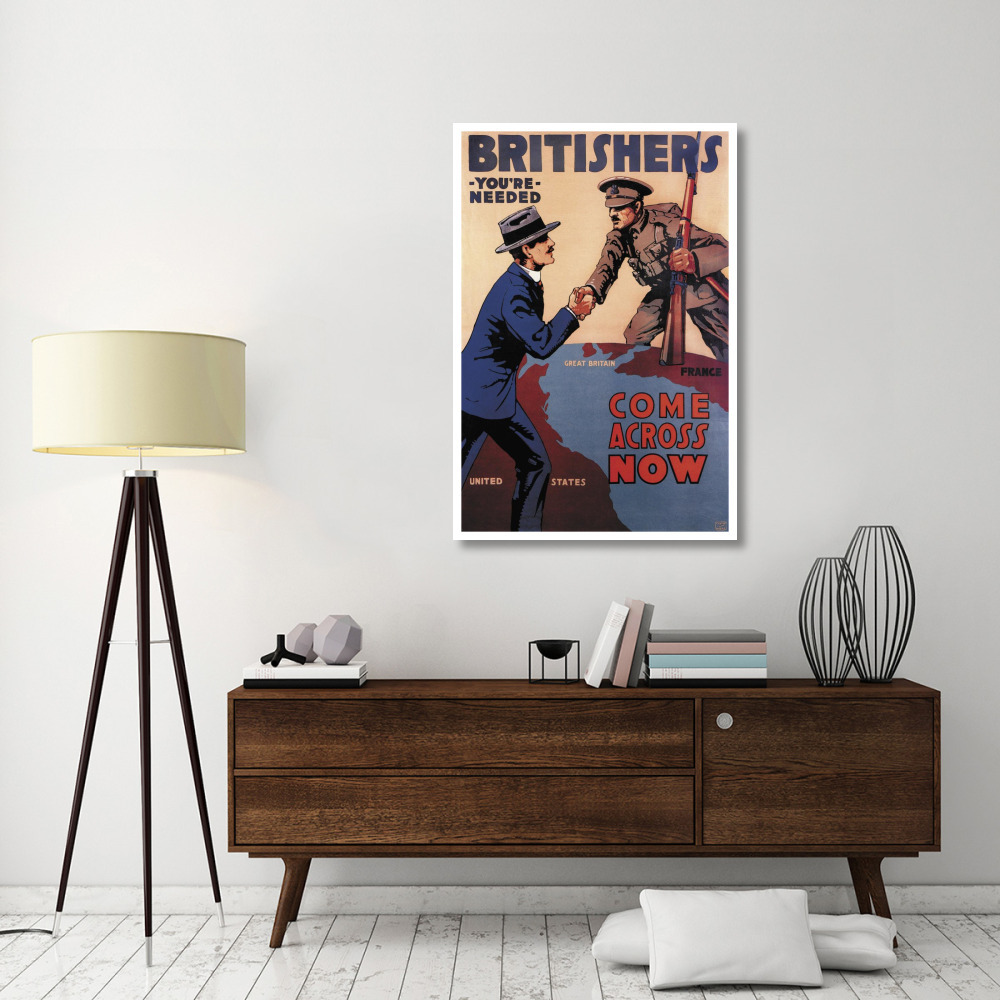 WWI Britishers You're Needed Come Across Now-Paper Art-34&quotx50"