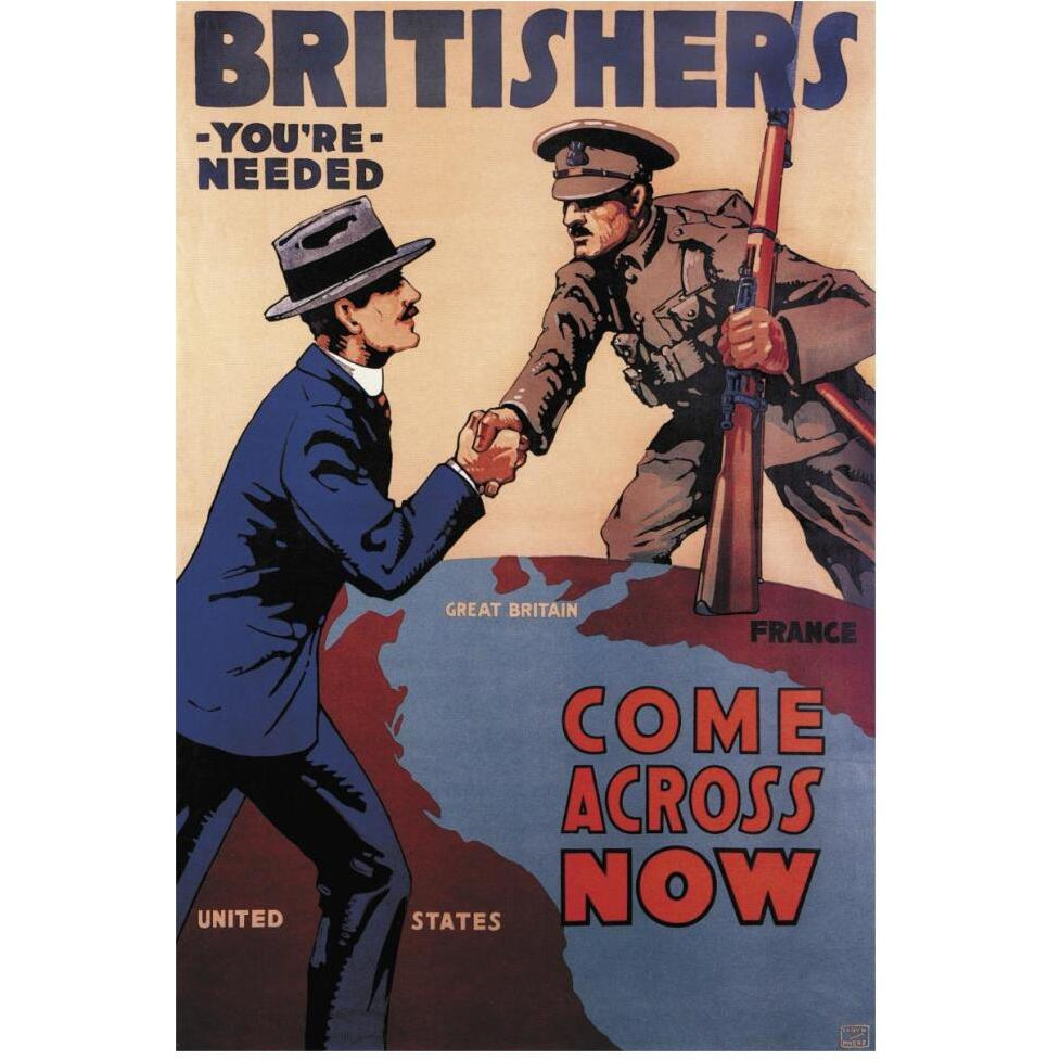 WWI Britishers You're Needed Come Across Now-Paper Art-42&quotx62"