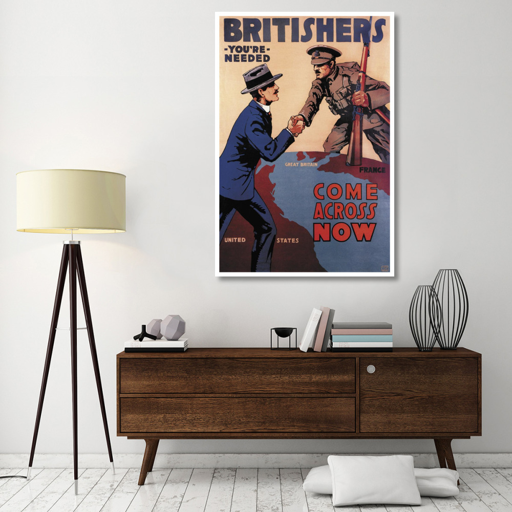 WWI Britishers You're Needed Come Across Now-Paper Art-42&quotx62"