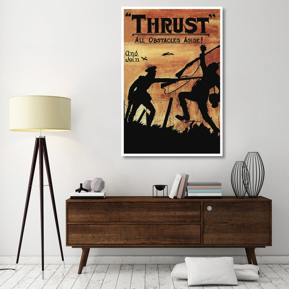 WWI Thrust All Obstacles Aside-Paper Art-42&quotx62"
