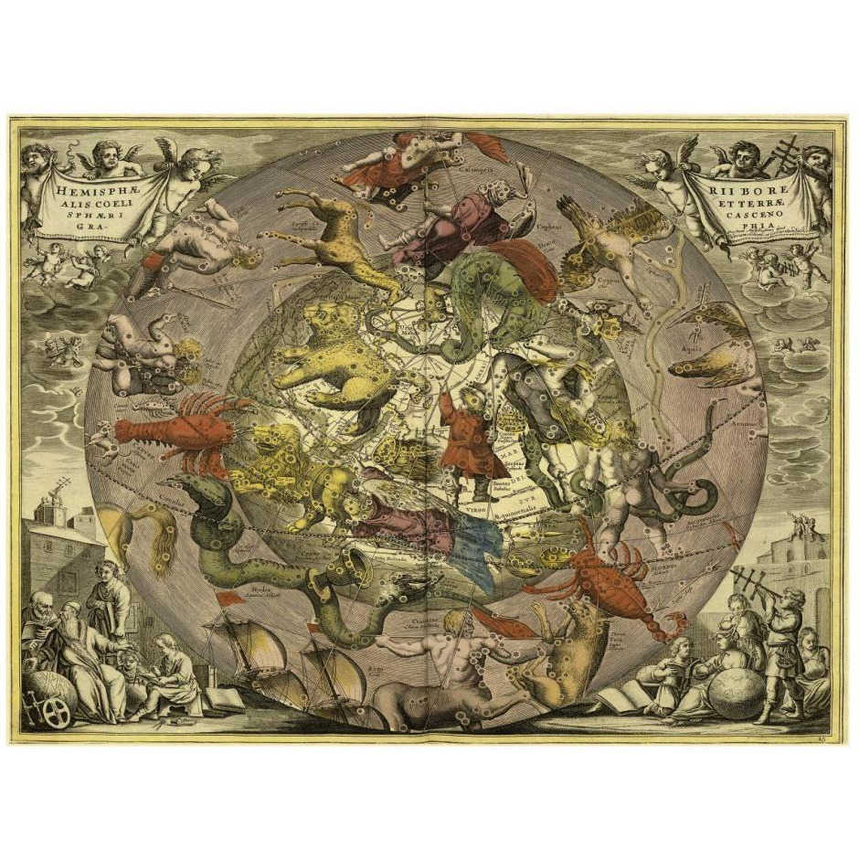Maps of the Heavens Hemisphaeriibore Alis Coelietterrae-Paper Art-26&quotx20"