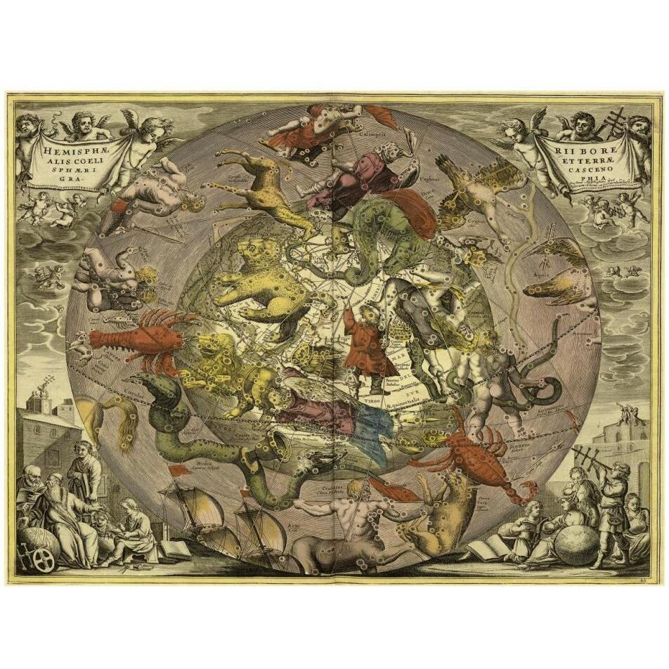 Maps of the Heavens Hemisphaeriibore Alis Coelietterrae-Paper Art-34&quotx26"