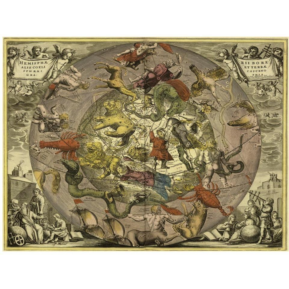 Maps of the Heavens Hemisphaeriibore Alis Coelietterrae-Paper Art-42&quotx32"