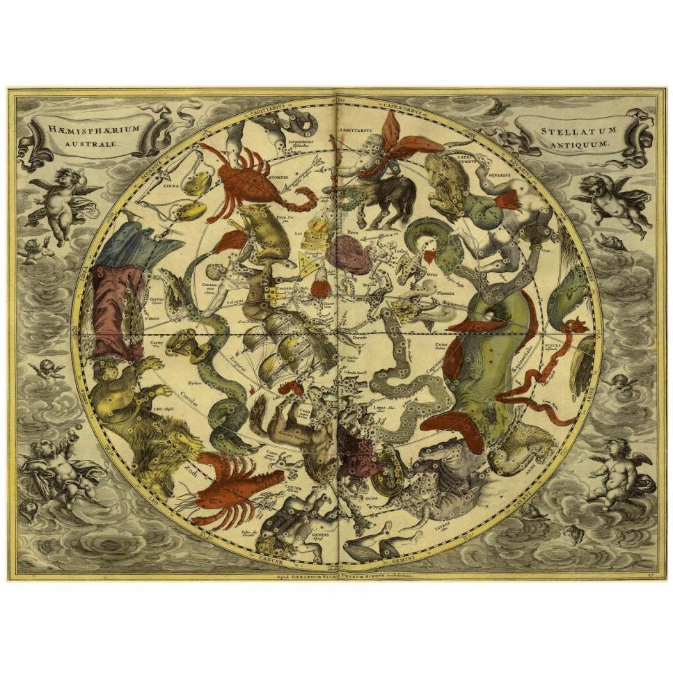 Maps of the Heavens Haemisphaerium Stellatum Australe Antiquum-Paper Art-42&quotx32"