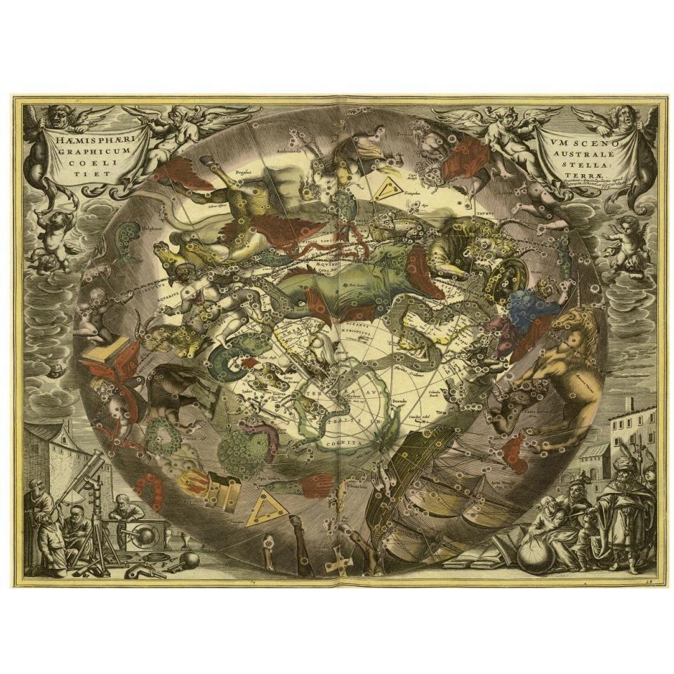 Maps of the Heavens Haemisphaerium Sceno Graphicum Australe-Paper Art-34&quotx26"