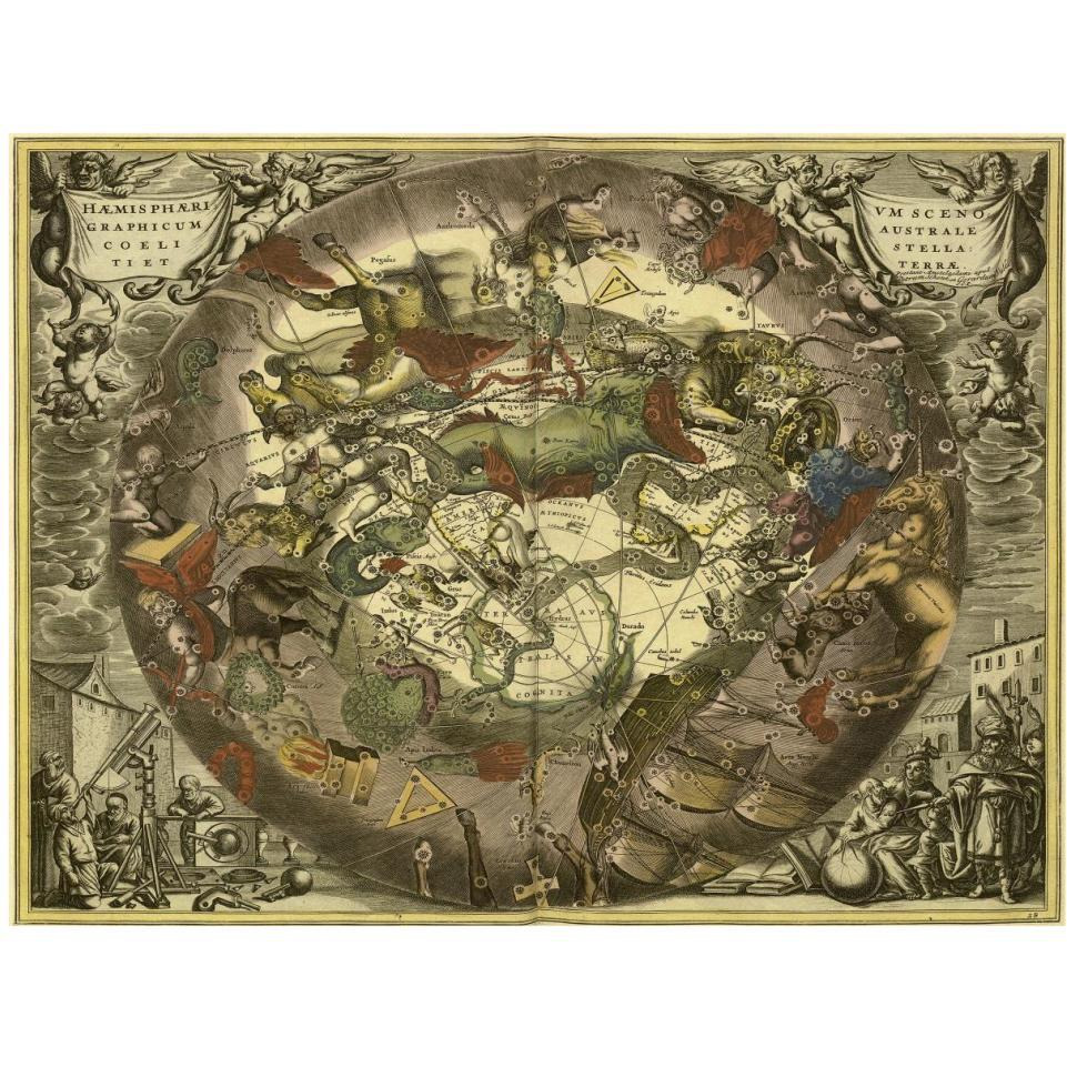 Maps of the Heavens Haemisphaerium Sceno Graphicum Australe-Paper Art-42&quotx32"