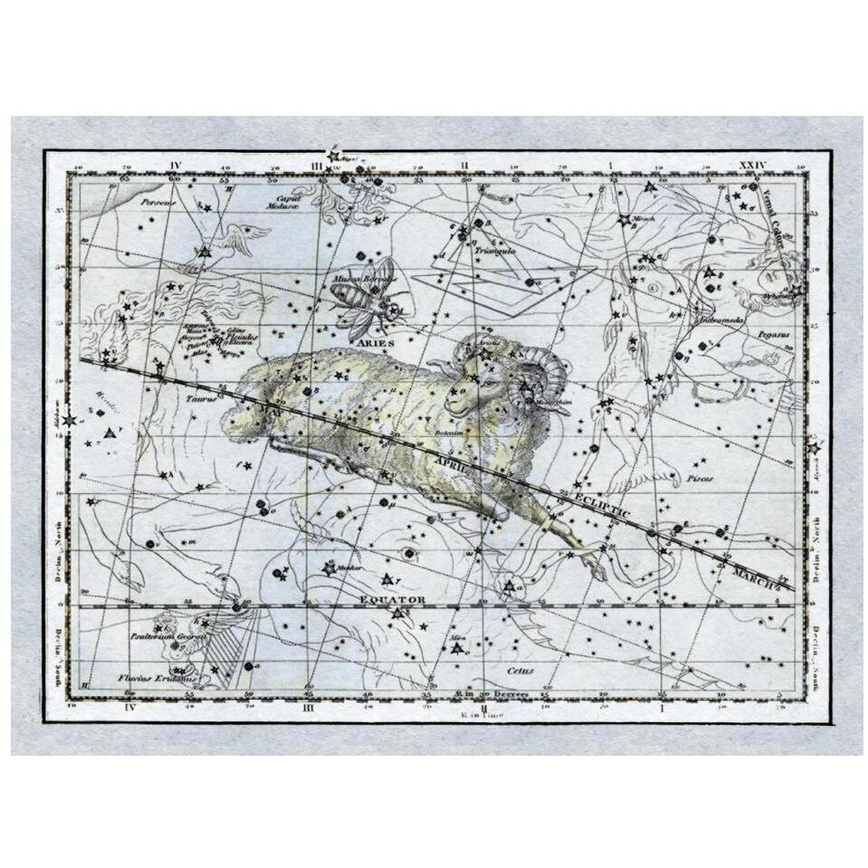Maps of the Heavens Aries the Ram-Paper Art-18&quotx14"