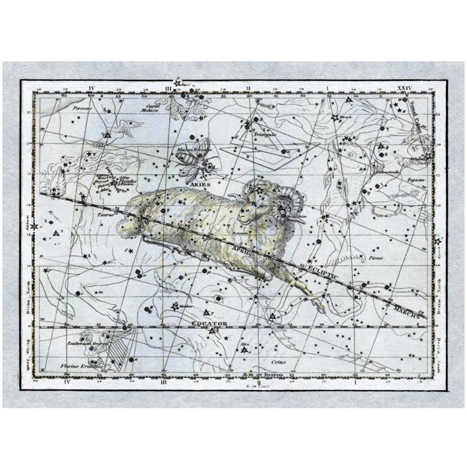 Maps of the Heavens Aries the Ram-Paper Art-18&quotx14"