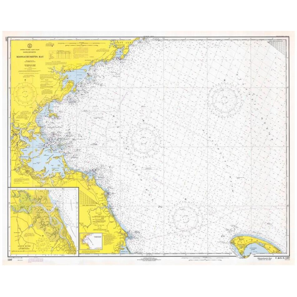 Nautical Chart - Massachusetts Bay ca. 1970-Paper Art-32&quotx26"