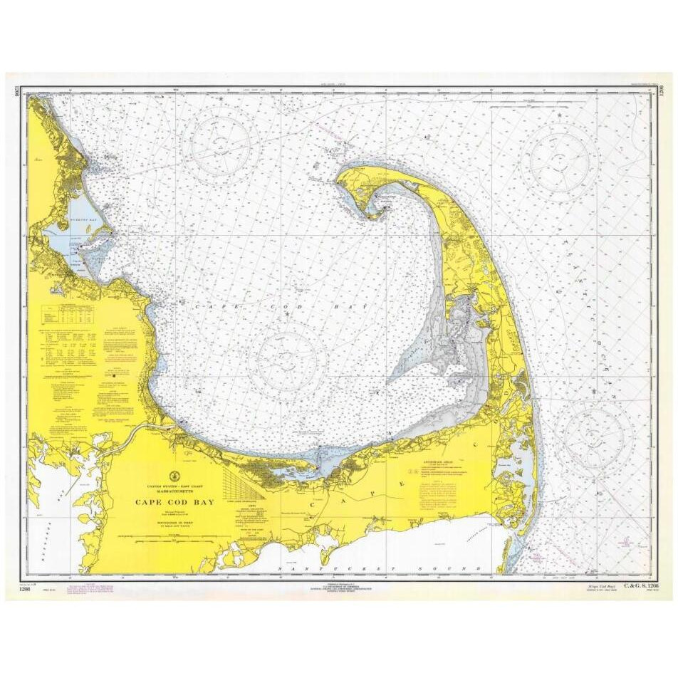 Nautical Chart - Cape Cod Bay ca. 1970-Paper Art-32&quotx26"