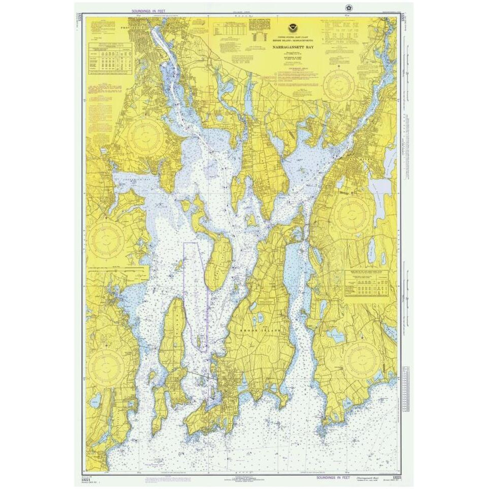 Nautical Chart - Narragansett Bay ca. 1975-Paper Art-33&quotx46"