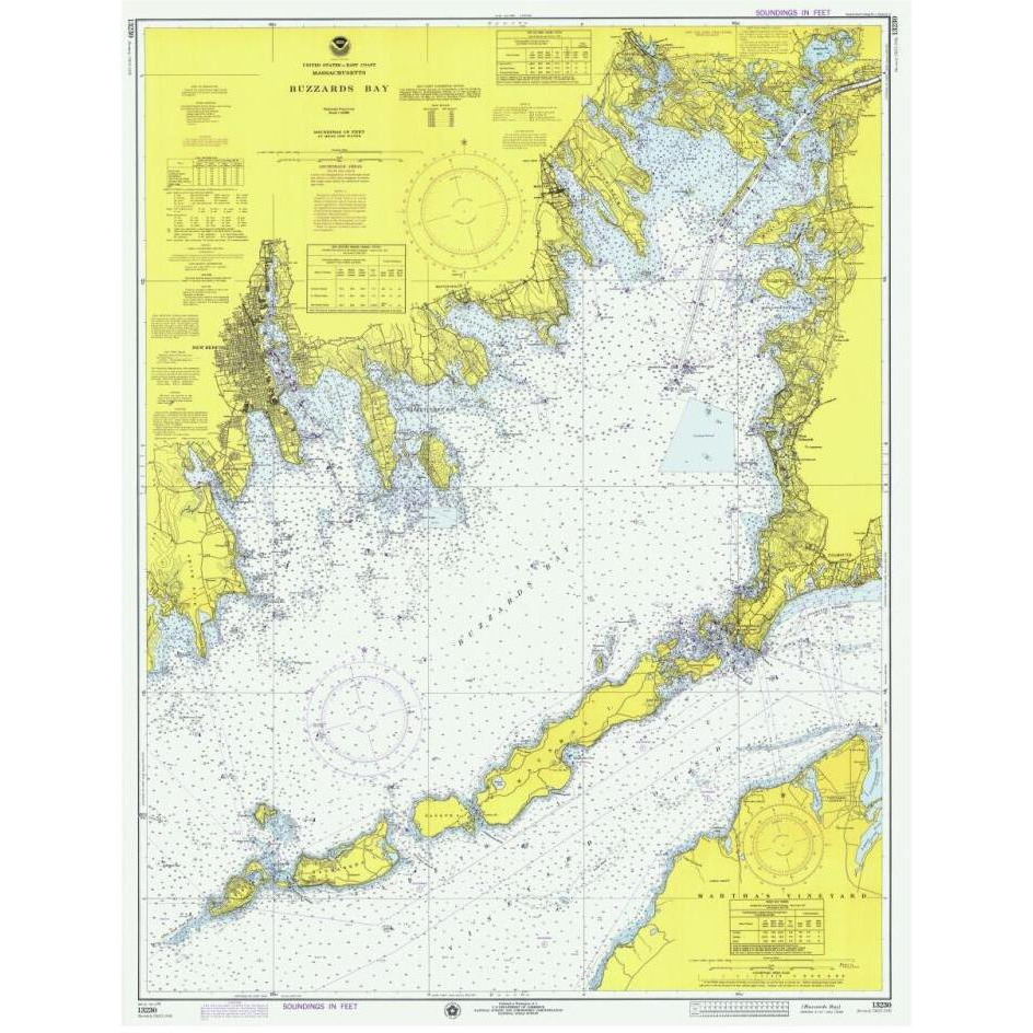 Nautical Chart - Buzzards Bay ca. 1974-Paper Art-25&quotx32"