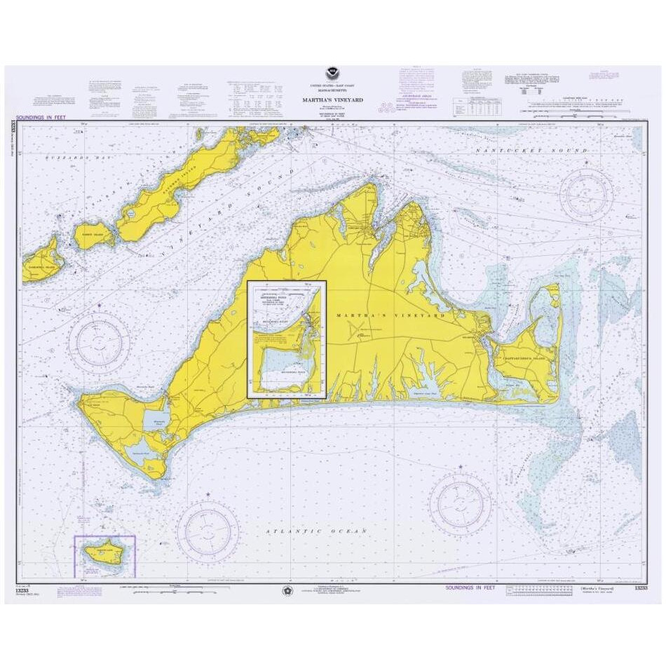 Nautical Chart - Marthas Vineyard ca. 1975-Paper Art-32&quotx27"