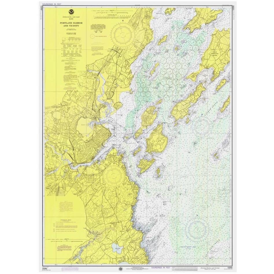 Nautical Chart - Portland Harbor and Vicinity ca. 1974-Paper Art-24&quotx32"