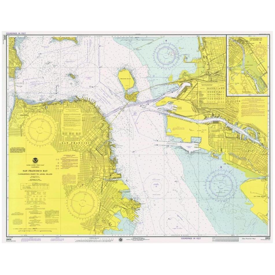 Nautical Chart - San Francisco Bay ca. 1975-Paper Art-32&quotx25"