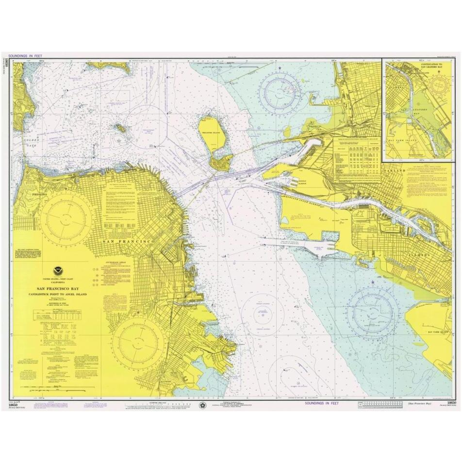 Nautical Chart - San Francisco Bay ca. 1975-Paper Art-38&quotx30"