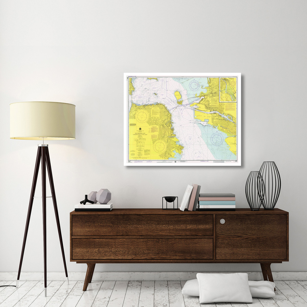 Nautical Chart - San Francisco Bay ca. 1975-Paper Art-46&quotx36"