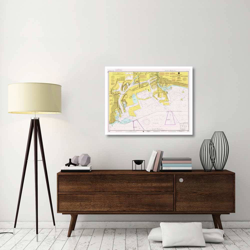 Nautical Chart - Los Angeles and Long Beach Harbors ca. 1998-Paper Art-42&quotx33"