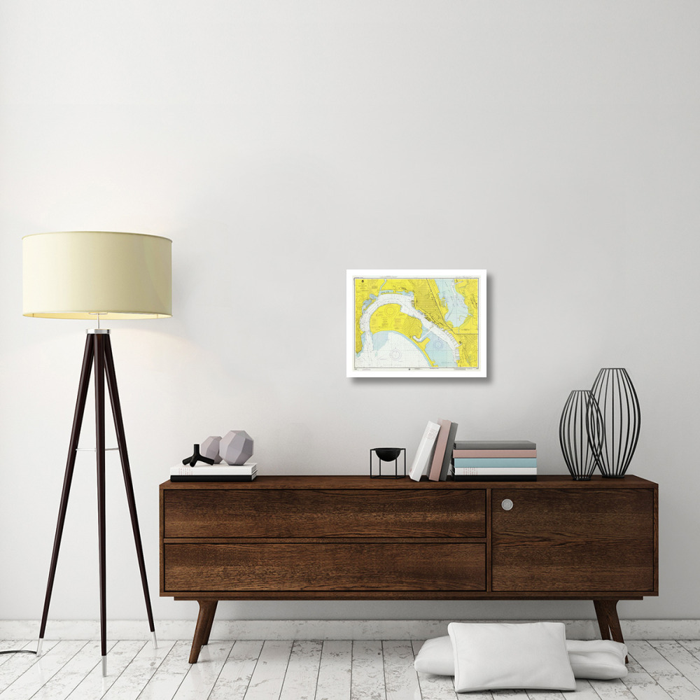 Nautical Chart - San Diego Bay ca. 1974-Paper Art-24&quotx19"
