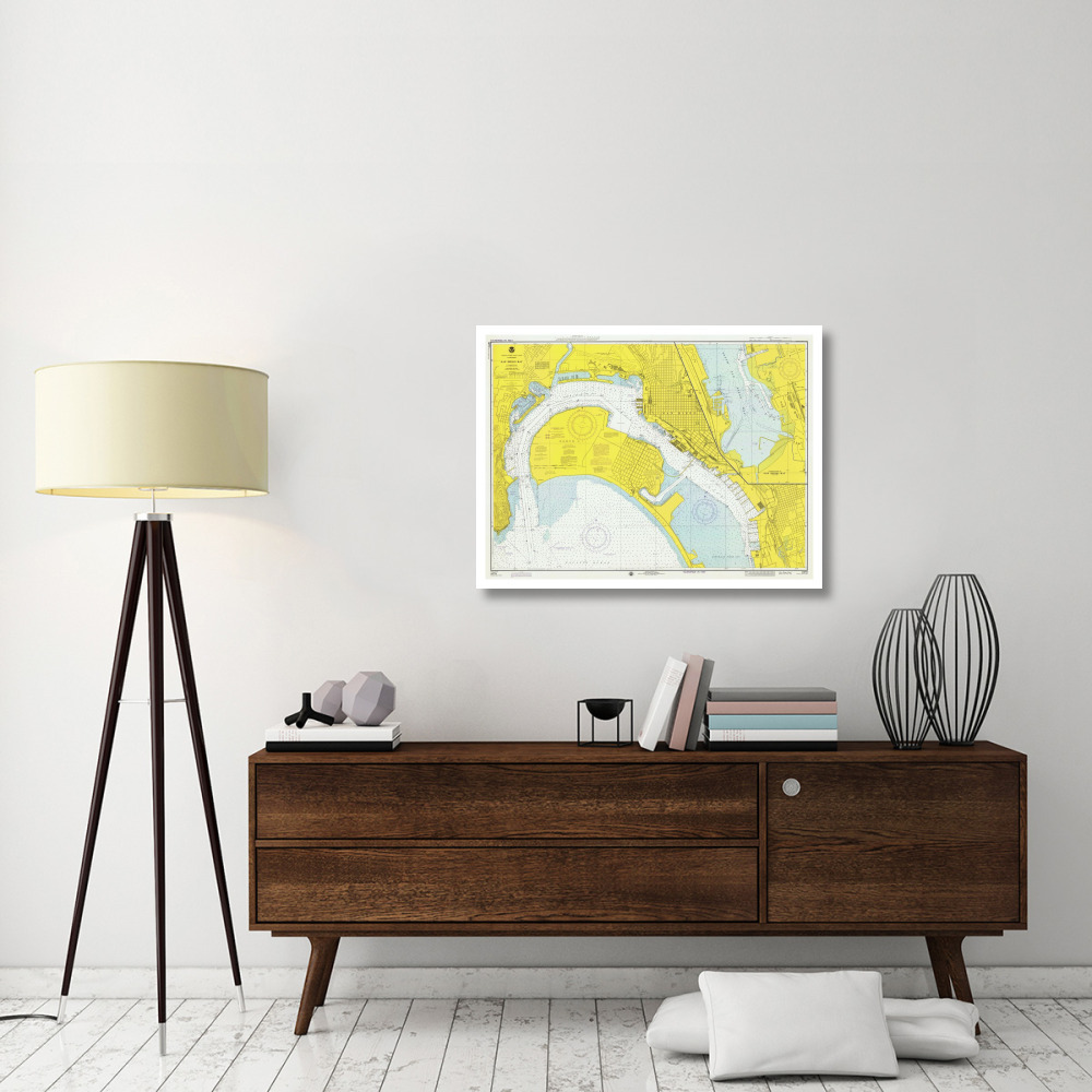 Nautical Chart - San Diego Bay ca. 1974-Paper Art-38&quotx29"