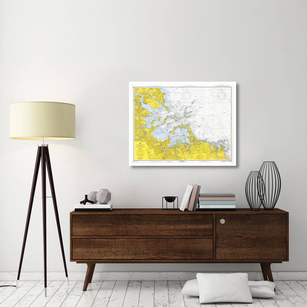 Nautical Chart - Boston Harbor ca. 1970-Paper Art-42&quotx33"