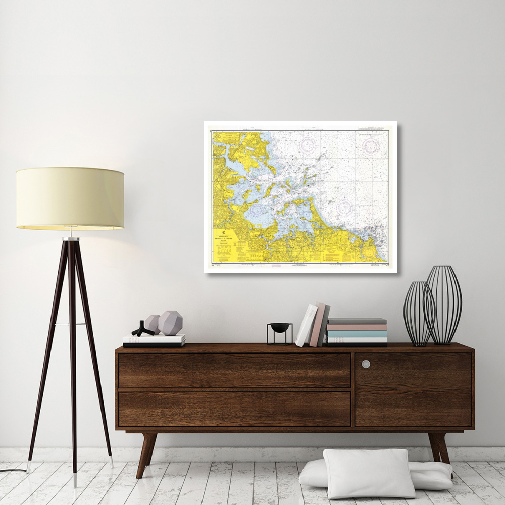 Nautical Chart - Boston Harbor ca. 1970-Paper Art-46&quotx36"