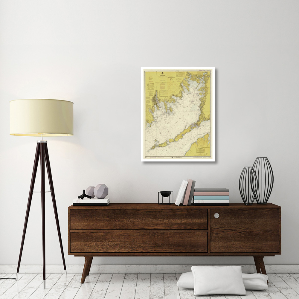 Nautical Chart - Buzzards Bay ca. 1974 - Sepia Tinted-Paper Art-30&quotx38"