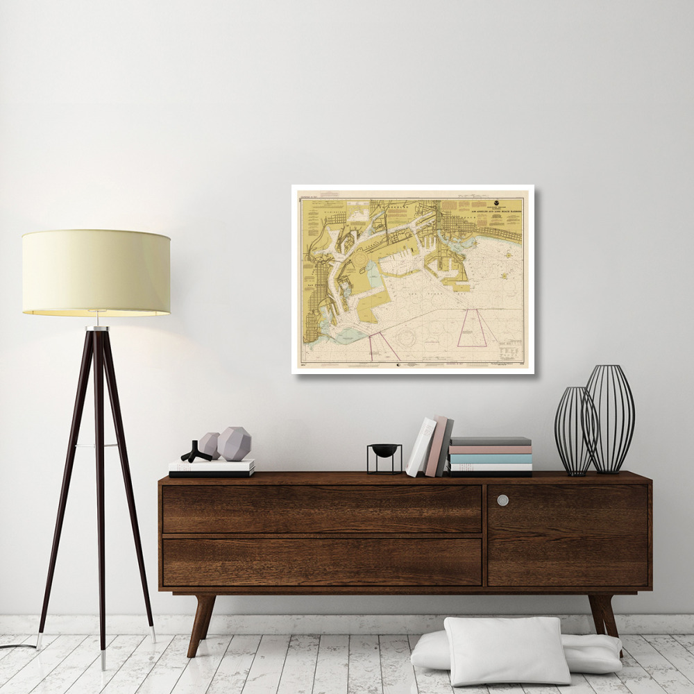 Nautical Chart - Los Angeles and Long Beach Harbors ca. 1998 - Sepia Tinted-Paper Art-42&quotx33"