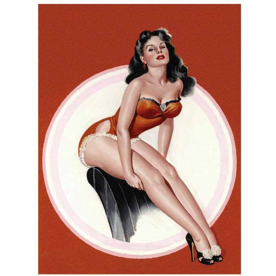 Mid-Century Pin-Ups - Eyeful Magazine - Brunette in a Red Bathing suit-Paper Art-26&quotx34"