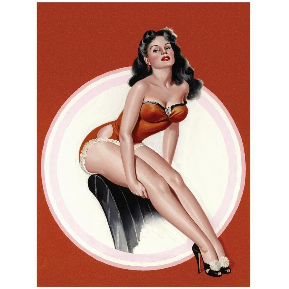 Mid-Century Pin-Ups - Eyeful Magazine - Brunette in a Red Bathing suit-Paper Art-32&quotx42"