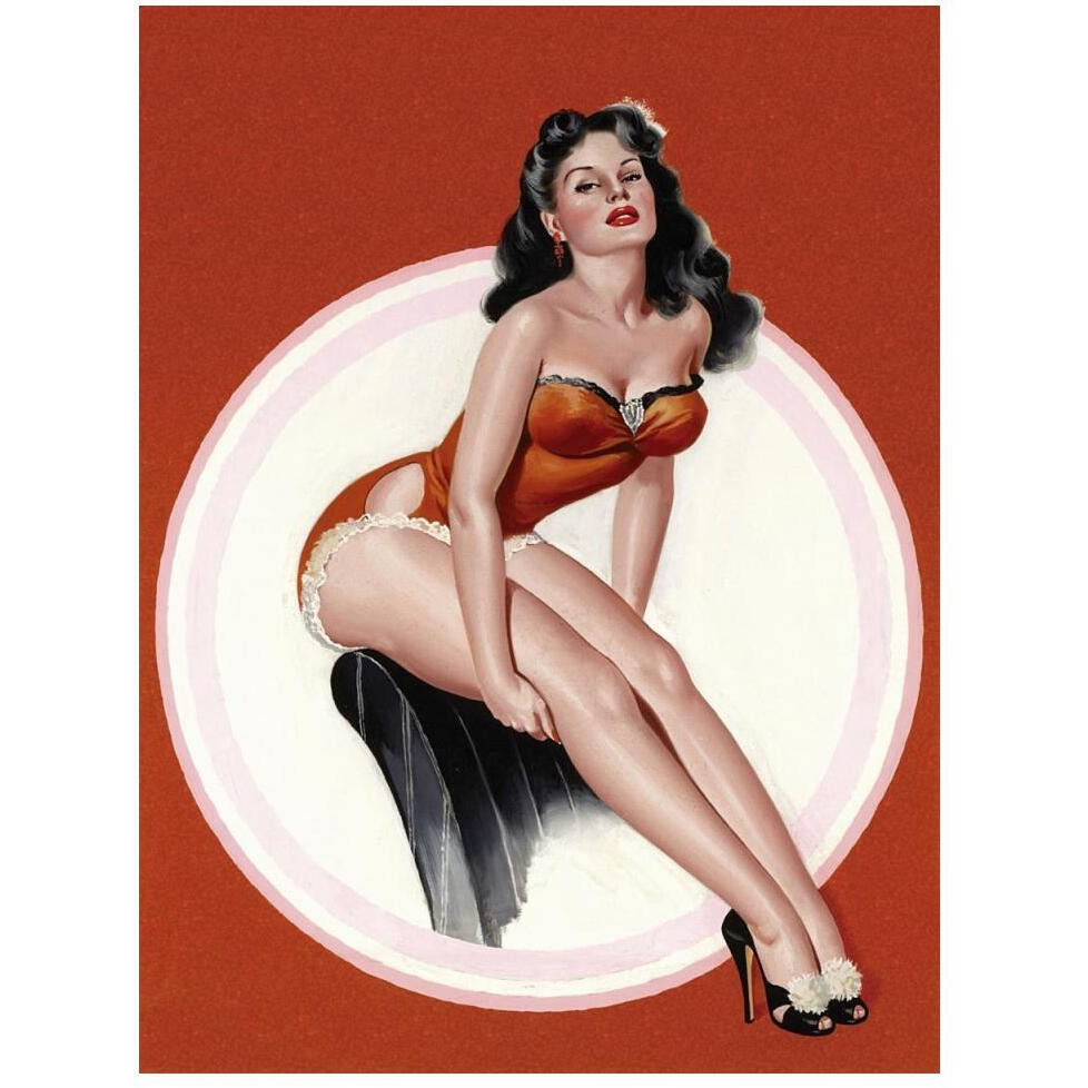 Mid-Century Pin-Ups - Eyeful Magazine - Brunette in a Red Bathing suit-Paper Art-38&quotx50"