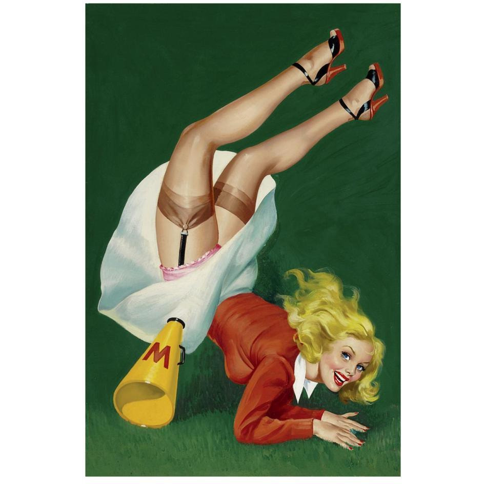 Mid-Century Pin-Ups - Titter Magazine - Cheerleader-Paper Art-18&quotx26"