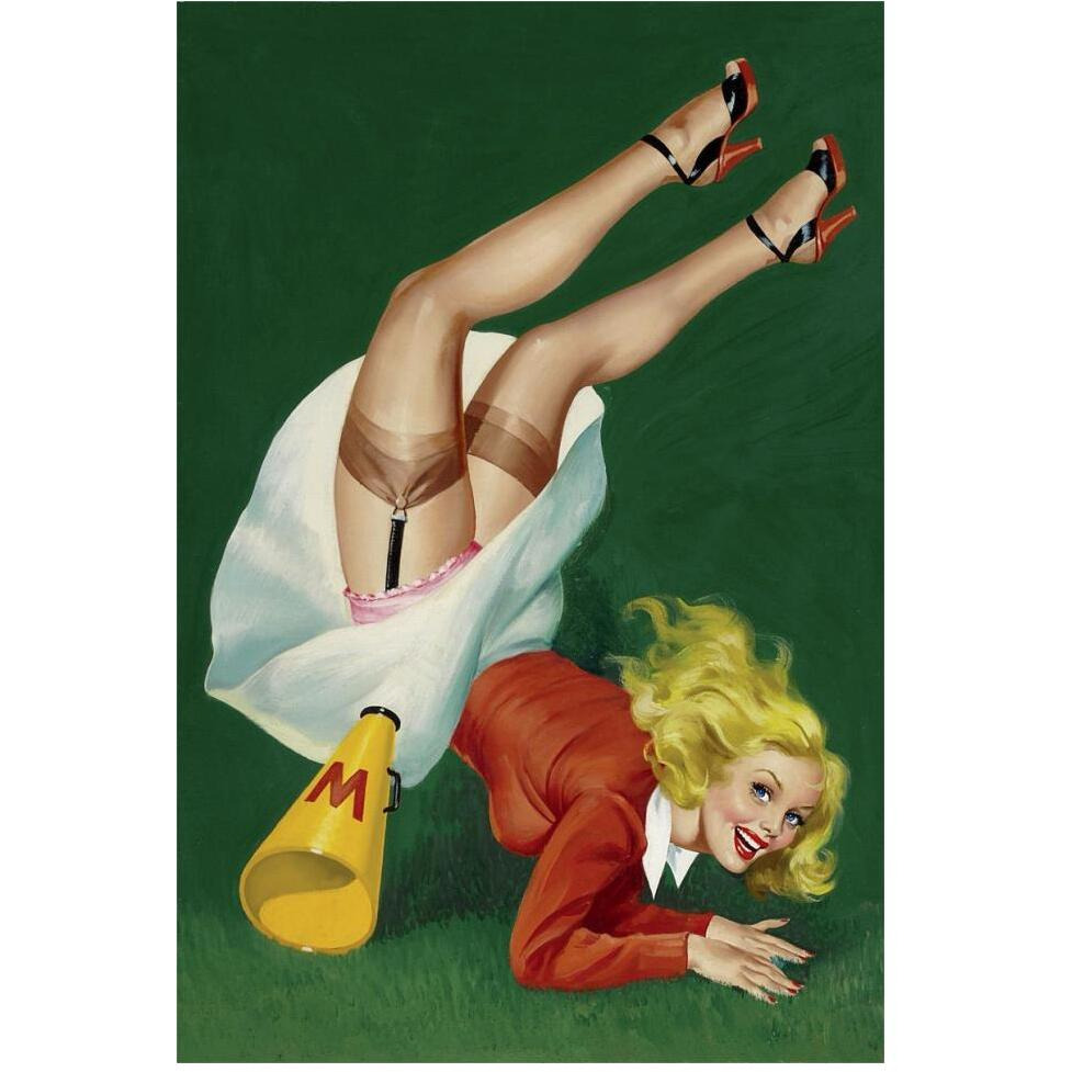 Mid-Century Pin-Ups - Titter Magazine - Cheerleader-Paper Art-42&quotx62"
