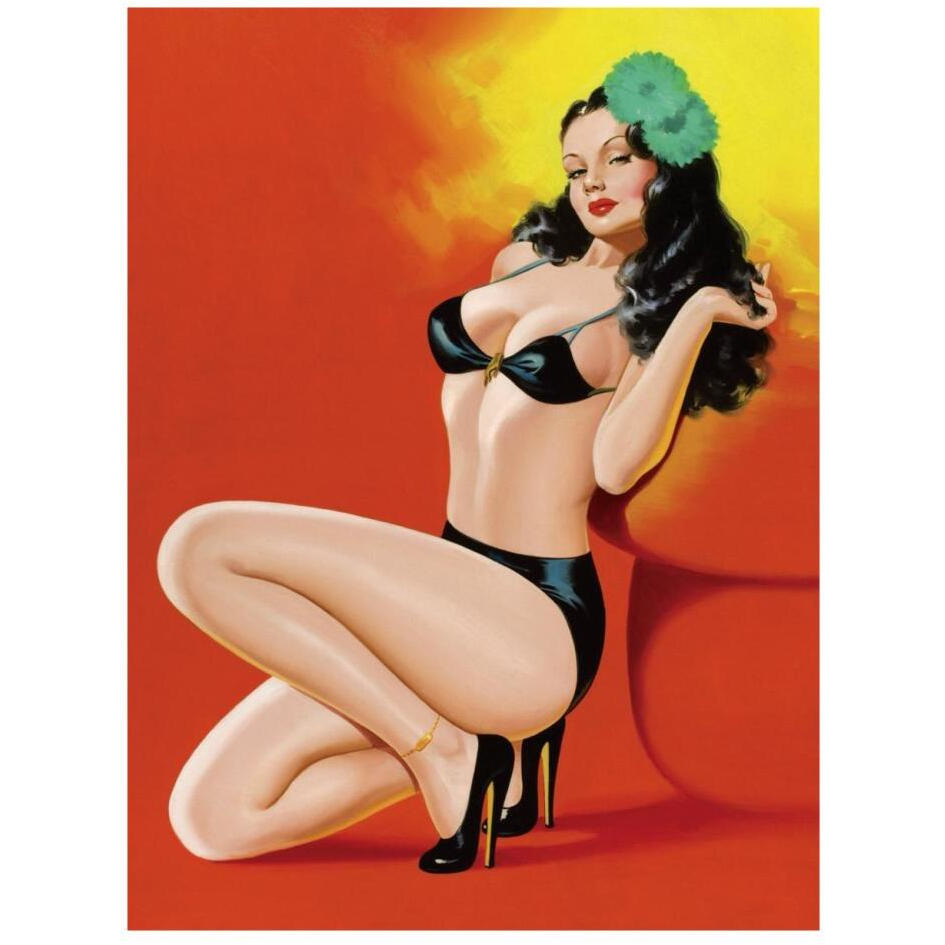 Mid-Century Pin-Ups - Beauty Magazine - Hot in Black-Paper Art-20&quotx26"