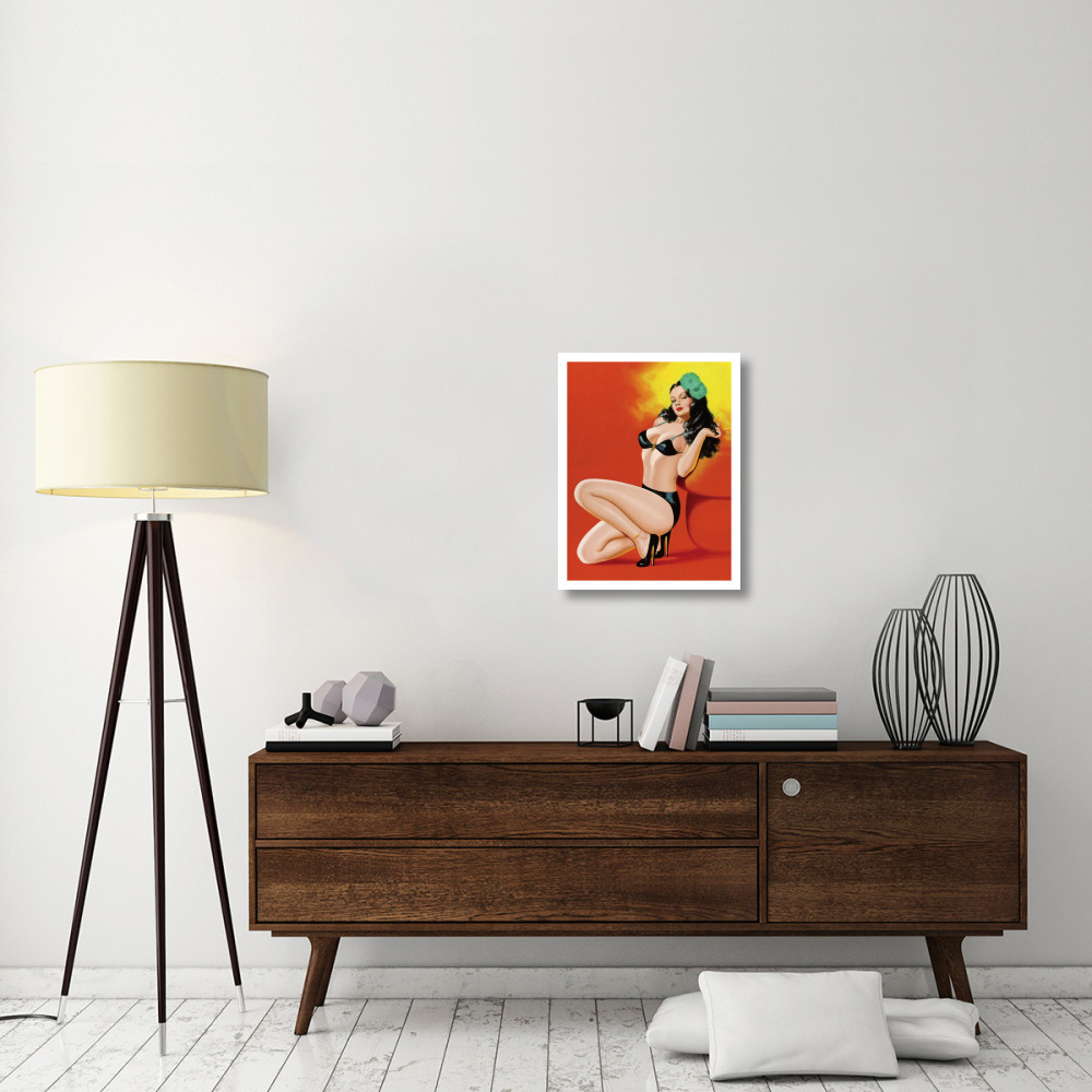 Mid-Century Pin-Ups - Beauty Magazine - Hot in Black-Paper Art-20&quotx26"