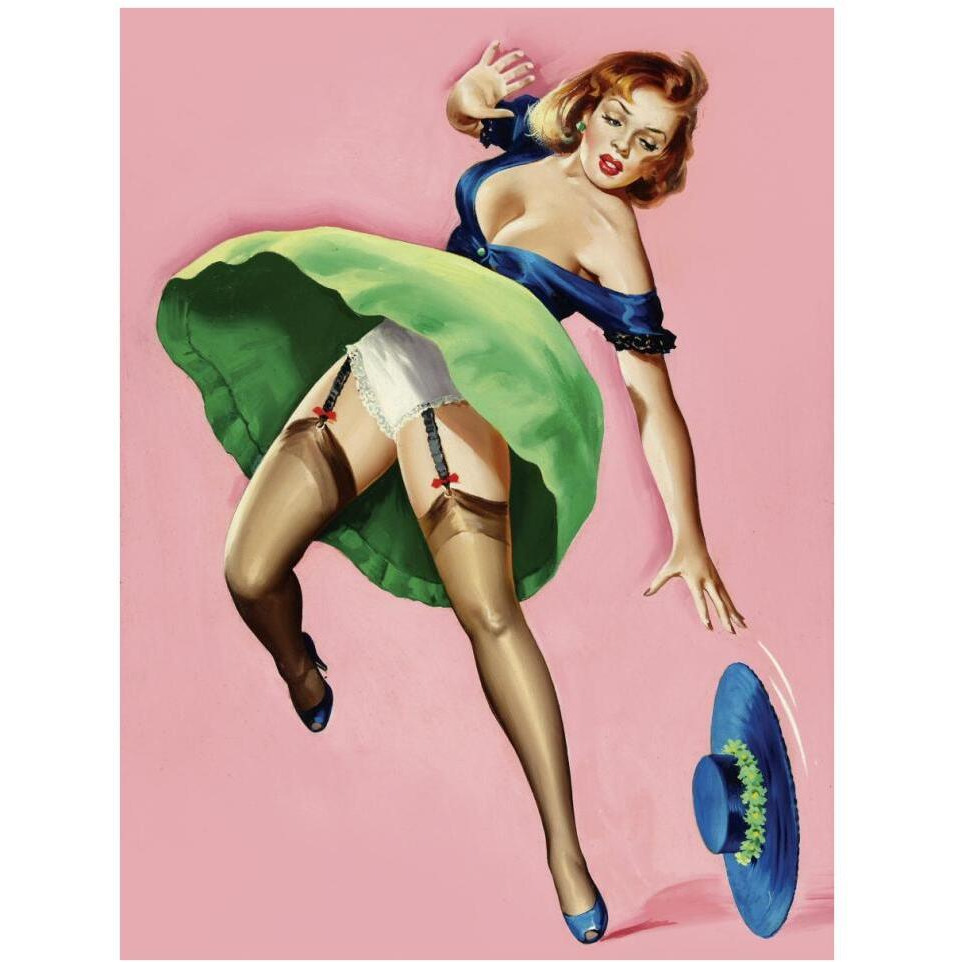 Mid-Century Pin-Ups - Wink Magazine - Strong Wind-Paper Art-32&quotx42"