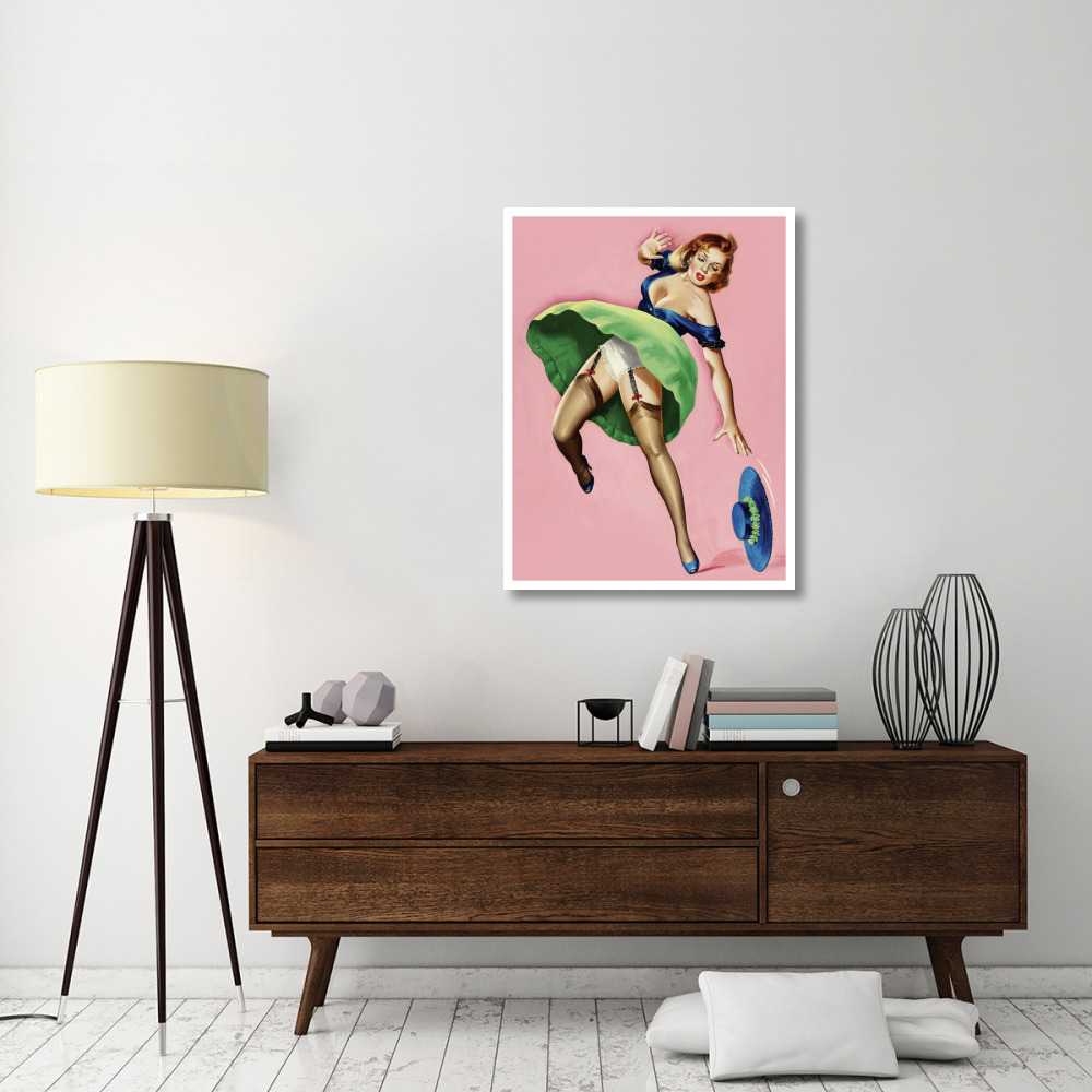 Mid-Century Pin-Ups - Wink Magazine - Strong Wind-Paper Art-32&quotx42"