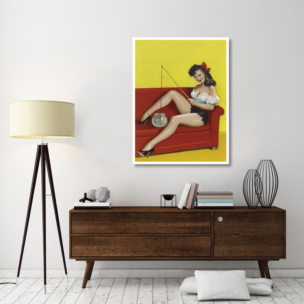 Mid-Century Pin-Ups - Joker Magazine - Fishin n funny-Paper Art-38&quotx50"