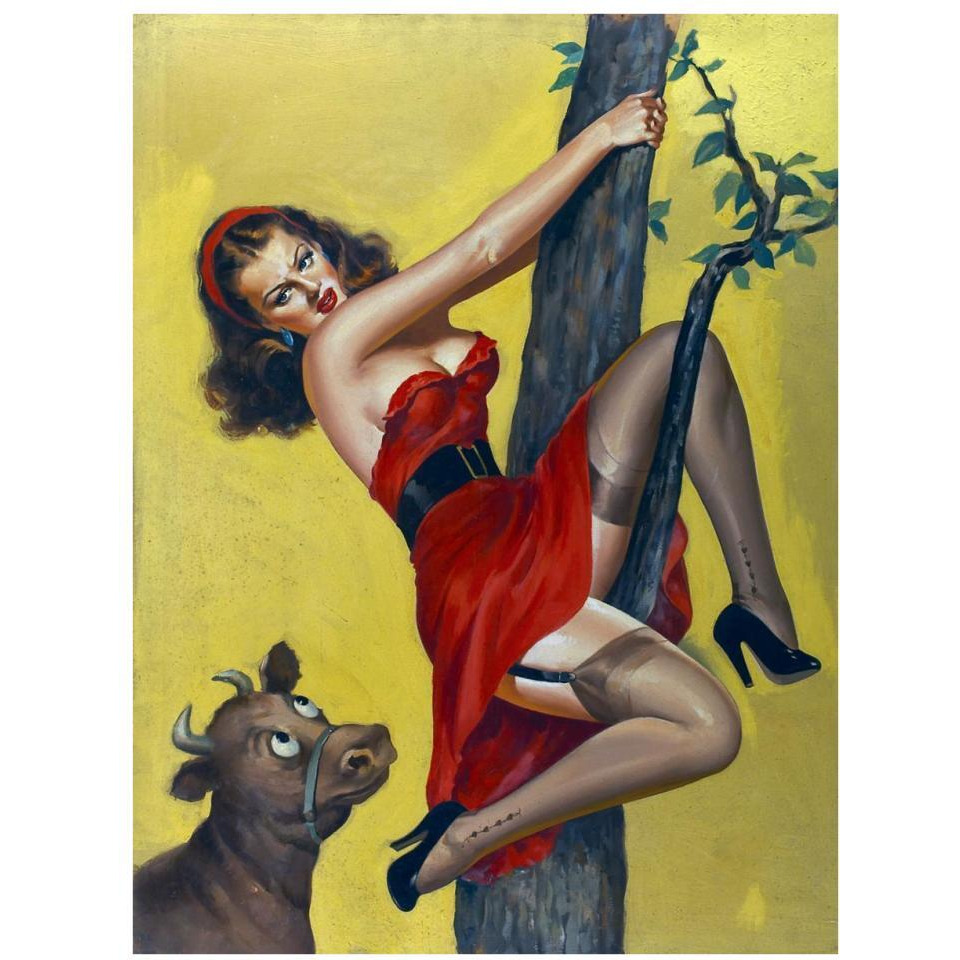 Mid-Century Pin-Ups - Moo - Up a tree-Paper Art-26&quotx34"