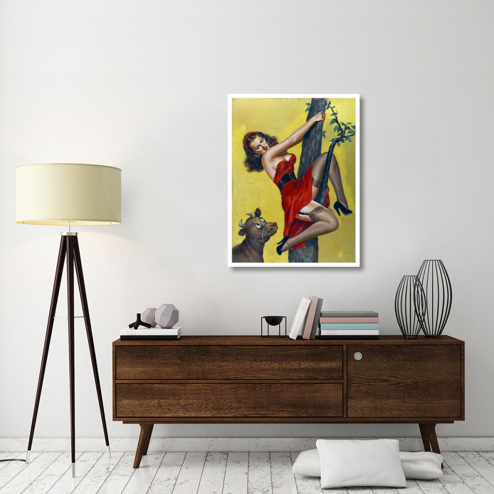 Mid-Century Pin-Ups - Moo - Up a tree-Paper Art-32&quotx42"
