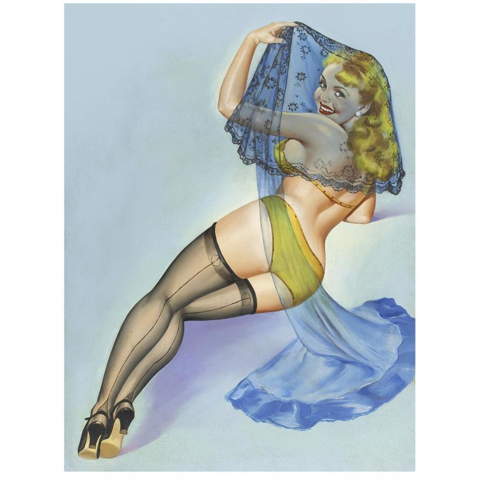 Mid-Century Pin-Ups - The Veil-Paper Art-20&quotx26"