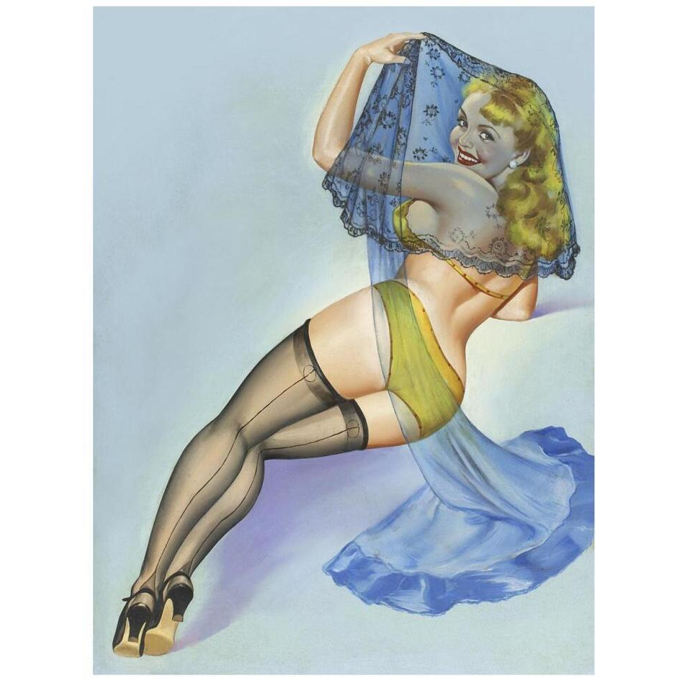 Mid-Century Pin-Ups - The Veil-Paper Art-26&quotx34"