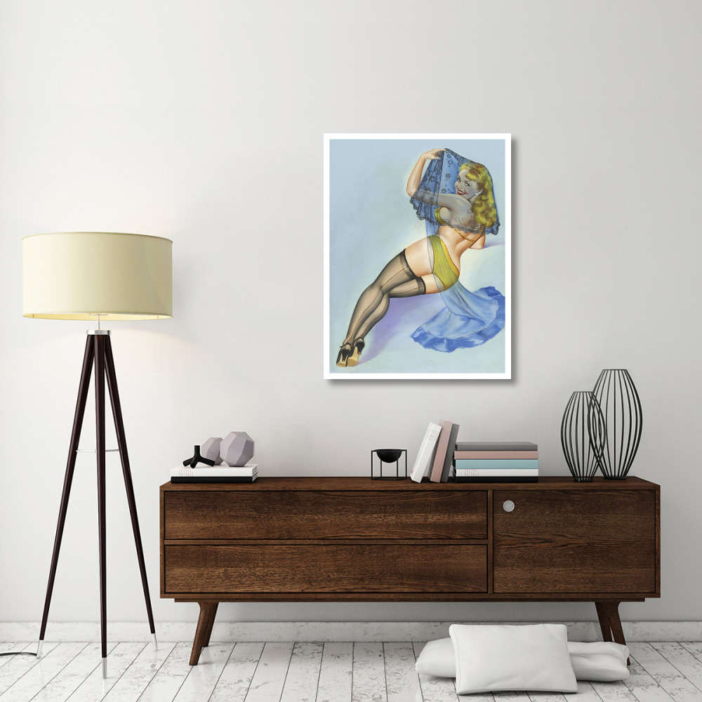 Mid-Century Pin-Ups - The Veil-Paper Art-32&quotx42"