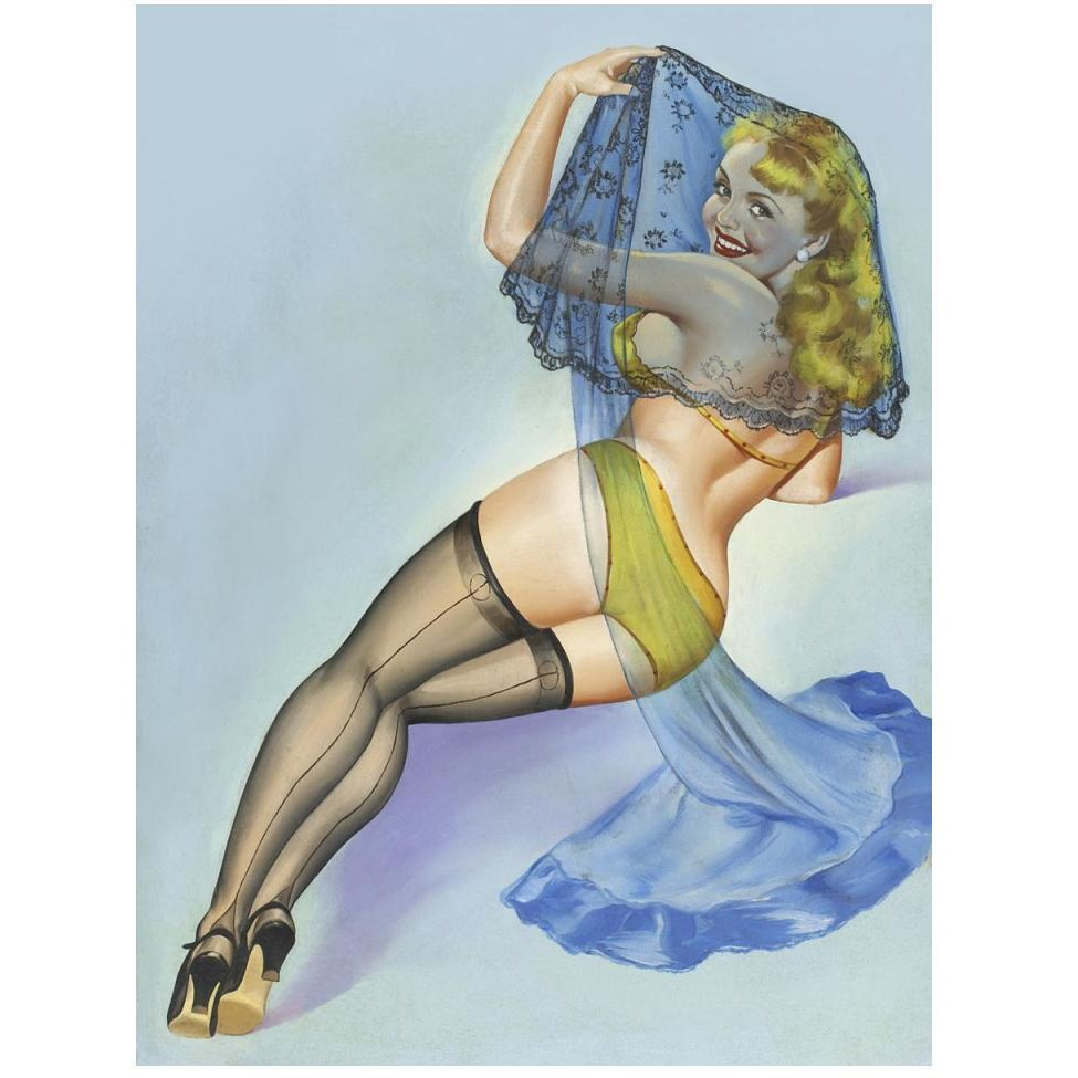 Mid-Century Pin-Ups - The Veil-Paper Art-38&quotx50"