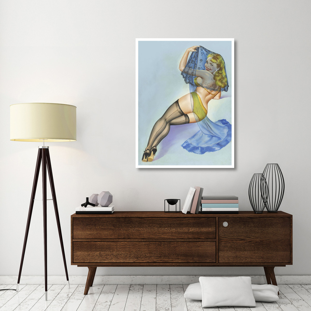 Mid-Century Pin-Ups - The Veil-Paper Art-38&quotx50"