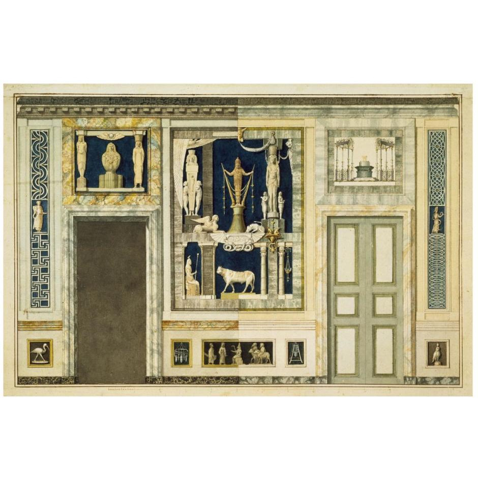 Unexecuted elevation for the Stanza Egizia at the Villa Borghese, ca. 1770-1793-Paper Art-26&quotx18"